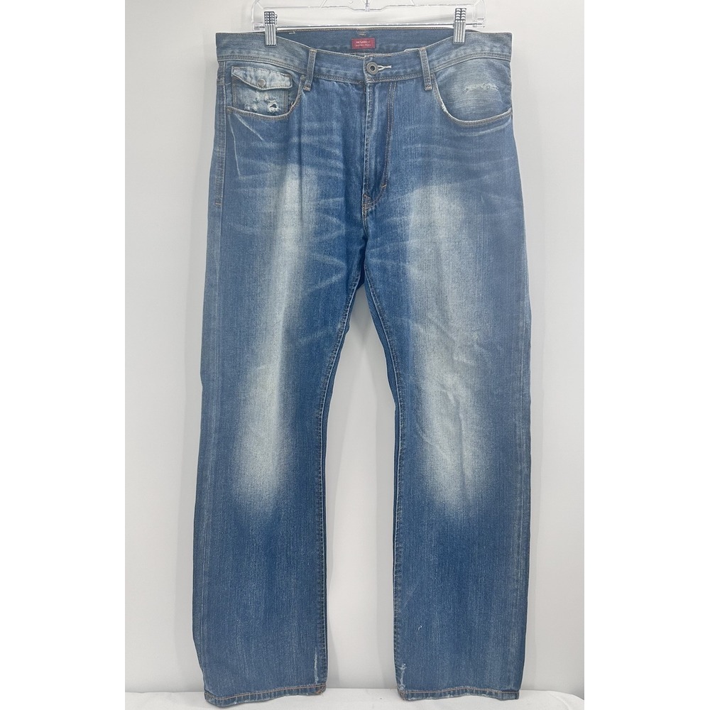 Sean John Jeans Mens Sz34x34 Medium Wash Distress Relaxed Hamilton‎ 100 % Cotton